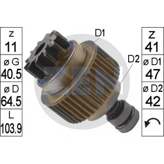 ERA ZN1865 - Embrayage à roue libre, démarreur