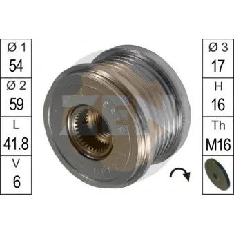 Poulie roue libre, alternateur ERA ZN5453