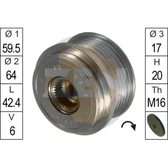 Poulie roue libre, alternateur ERA ZN5454