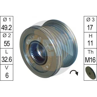 Poulie roue libre, alternateur ERA ZN5493