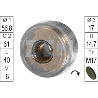 Poulie roue libre, alternateur ERA ZN5498