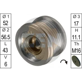 Poulie roue libre, alternateur ERA ZN5500