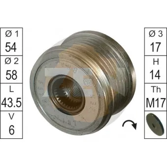 Poulie roue libre, alternateur ERA ZN5528