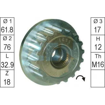 Poulie roue libre, alternateur ERA ZN5533