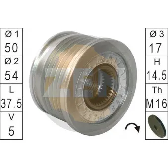 Poulie roue libre, alternateur ERA ZN5574