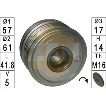 Poulie roue libre, alternateur ERA ZN5583