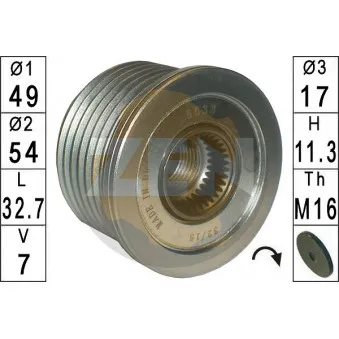 Poulie roue libre, alternateur ERA ZN5633