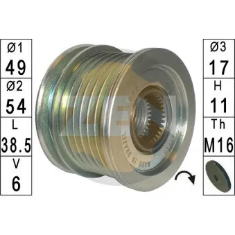 Poulie roue libre, alternateur ERA ZN5643