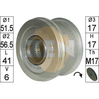 Poulie roue libre, alternateur ERA ZN5652