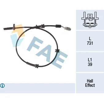 Capteur, vitesse de roue FAE OEM 47900br60a