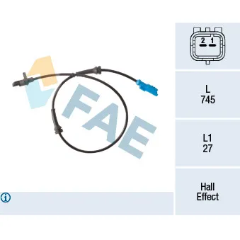 Capteur, vitesse de roue FAE 78302