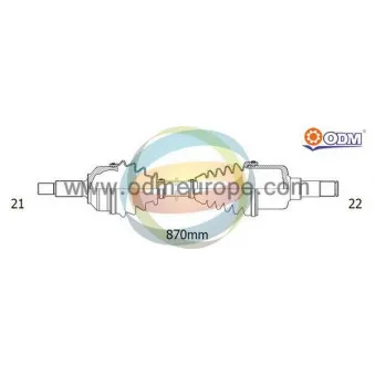 Arbre de transmission ODM-MULTIPARTS 18-162860 pour CITROEN C3 1.2 THP 110 - 110cv