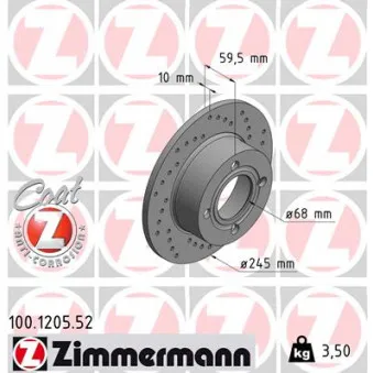 ZIMMERMANN 100.1205.52 - Jeu de 2 disques de frein arrière