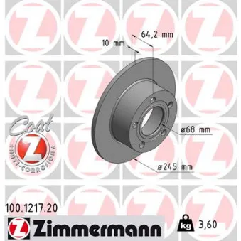 Jeu de 2 disques de frein arrière ZIMMERMANN OEM 08.5743.14