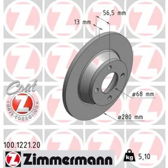 Jeu de 2 disques de frein avant ZIMMERMANN 100.1221.20