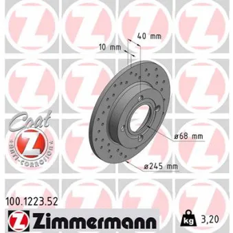 Jeu de 2 disques de frein arrière ZIMMERMANN OEM 853615601