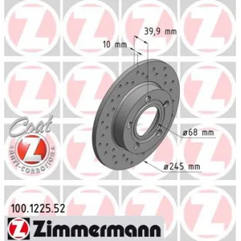 Jeu de 2 disques de frein arrière ZIMMERMANN OEM 895615601A