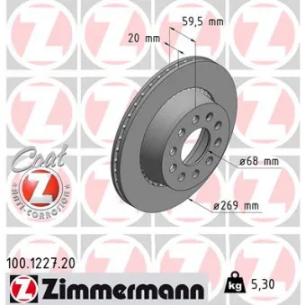 ZIMMERMANN 100.1227.20 - Jeu de 2 disques de frein arrière