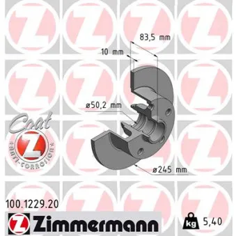 Jeu de 2 disques de frein arrière ZIMMERMANN OEM 126.33048SL