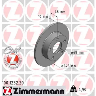 ZIMMERMANN 100.1232.20 - Jeu de 2 disques de frein arrière