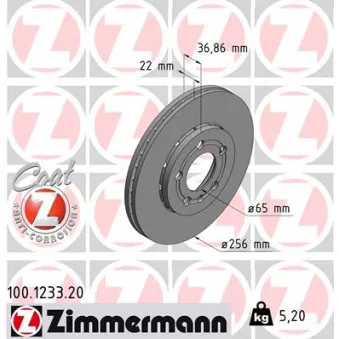 Jeu de 2 disques de frein avant ZIMMERMANN 100.1233.20