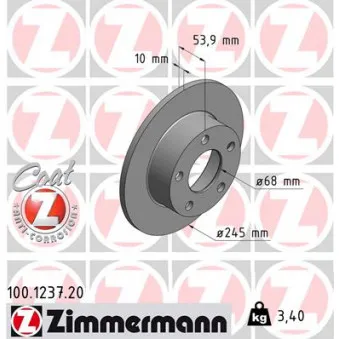 ZIMMERMANN 100.1237.20 - Jeu de 2 disques de frein arrière