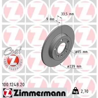 Jeu de 2 disques de frein arrière ZIMMERMANN 100.1248.20