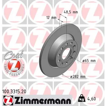 ZIMMERMANN 100.3315.20 - Jeu de 2 disques de frein arrière