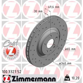 ZIMMERMANN 100.3327.52 - Jeu de 2 disques de frein avant