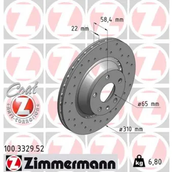 ZIMMERMANN 100.3329.52 - Jeu de 2 disques de frein arrière