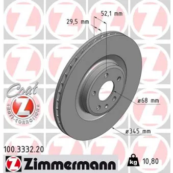 ZIMMERMANN 100.3332.20 - Jeu de 2 disques de frein avant