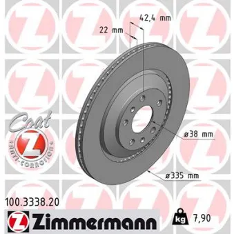 ZIMMERMANN 100.3338.20 - Jeu de 2 disques de frein arrière