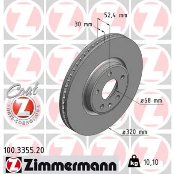ZIMMERMANN 100.3355.20 - Jeu de 2 disques de frein avant