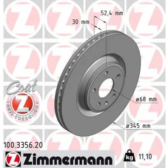 Jeu de 2 disques de frein avant ZIMMERMANN OEM V10-80118