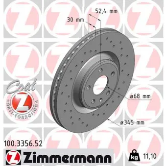 ZIMMERMANN 100.3356.52 - Jeu de 2 disques de frein avant