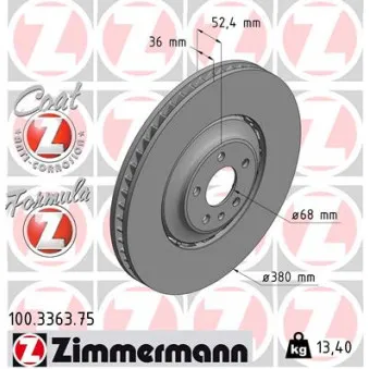 ZIMMERMANN 100.3363.75 - Jeu de 2 disques de frein avant