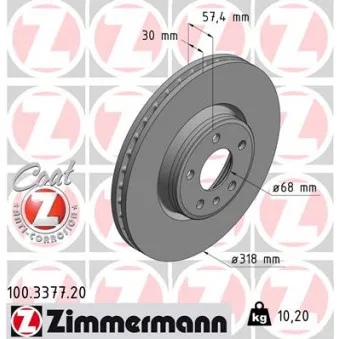ZIMMERMANN 100.3377.20 - Jeu de 2 disques de frein avant