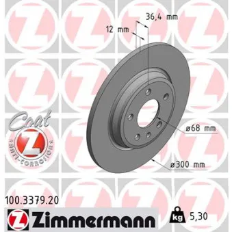 ZIMMERMANN 100.3379.20 - Jeu de 2 disques de frein arrière