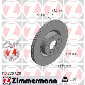 Jeu de 2 disques de frein avant ZIMMERMANN OEM 71772267