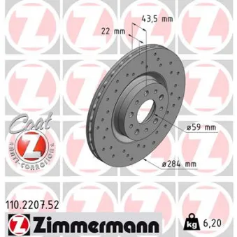 Jeu de 2 disques de frein avant ZIMMERMANN OEM 71772267