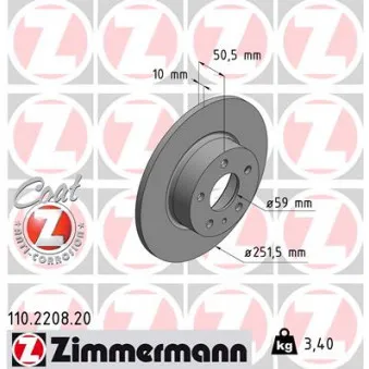 Jeu de 2 disques de frein arrière ZIMMERMANN OEM V24-40004