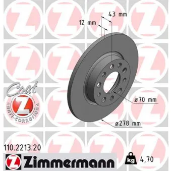 Jeu de 2 disques de frein arrière ZIMMERMANN 110.2213.20