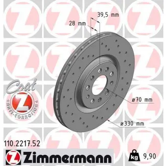 Jeu de 2 disques de frein avant ZIMMERMANN OEM BDR2254.20