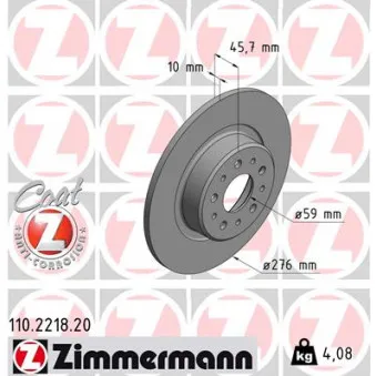Jeu de 2 disques de frein arrière ZIMMERMANN 110.2218.20
