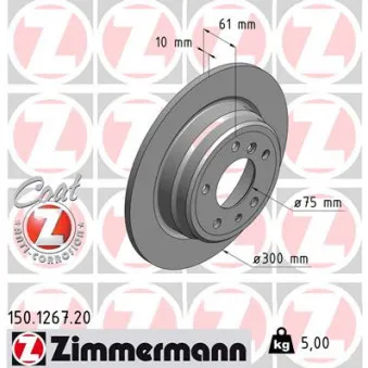 Jeu de 2 disques de frein arrière ZIMMERMANN 150.1267.20