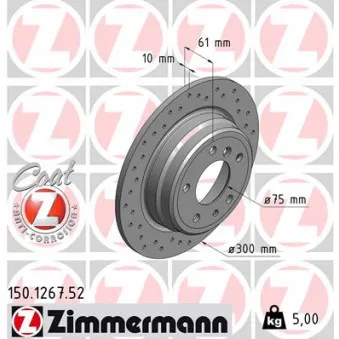 ZIMMERMANN 150.1267.52 - Jeu de 2 disques de frein arrière