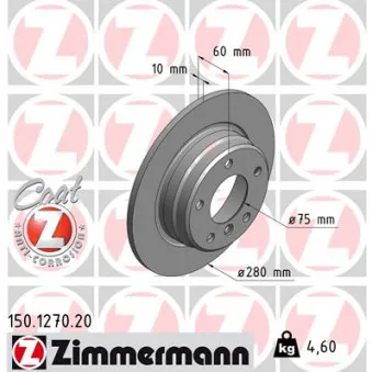 ZIMMERMANN 150.1270.20 - Jeu de 2 disques de frein arrière