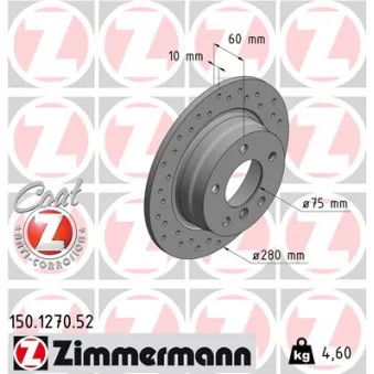 Jeu de 2 disques de frein arrière ZIMMERMANN OEM 34211162289