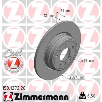 Jeu de 2 disques de frein arrière ZIMMERMANN 150.1272.20