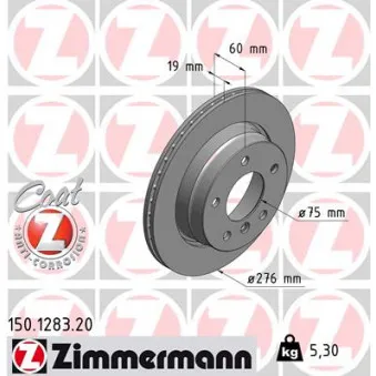 Jeu de 2 disques de frein arrière ZIMMERMANN OEM 34211162315